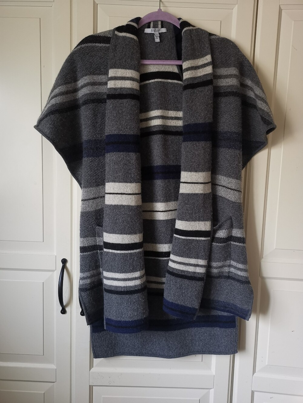Derek Lam 10 Crosby 100% Wool Striped Knit Cape Cardigan Vest Size S